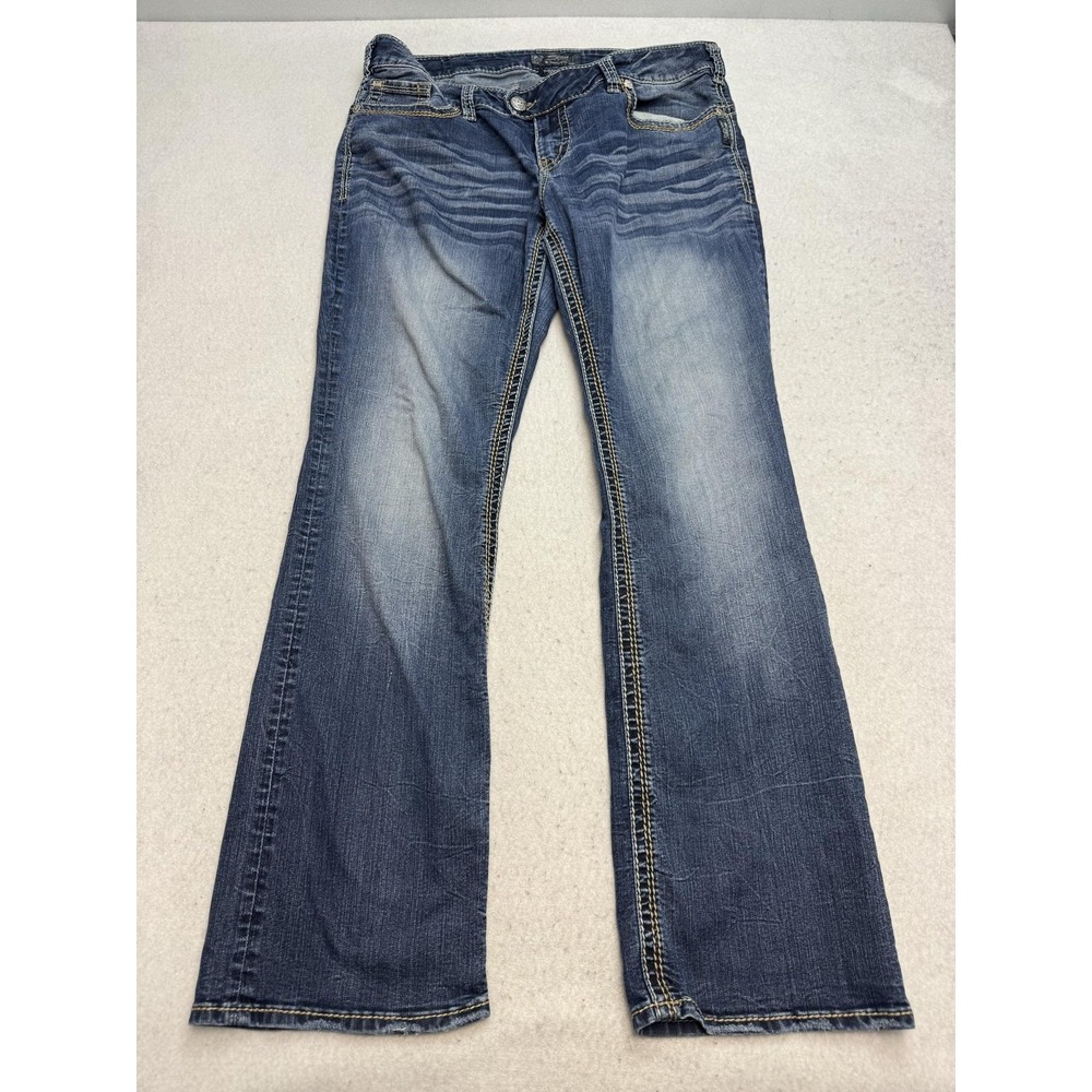 Silver Jeans Co. Tuesday Jeans Womens 16 Blue Medium Wash Bootcut Distressed